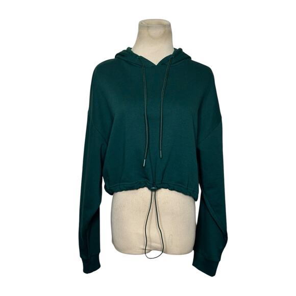 ZARA green long sleeves cropped hoodie sweatshirt size Medium - Picture 1 of 13